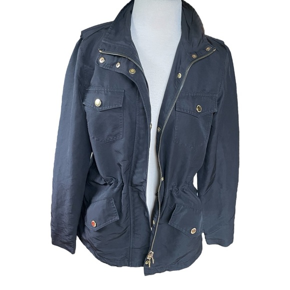 Lauren Ralph Lauren Black Utility Jacket Full Zip Gold Accents Size Medium - Picture 1 of 9